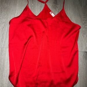 Sleek Red Satin V-Neck Camisole